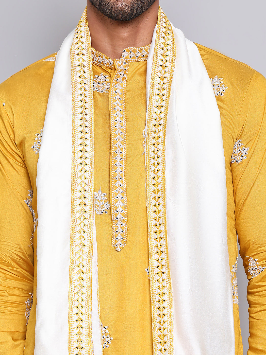 embroidered sequin kurta with dupatta kod