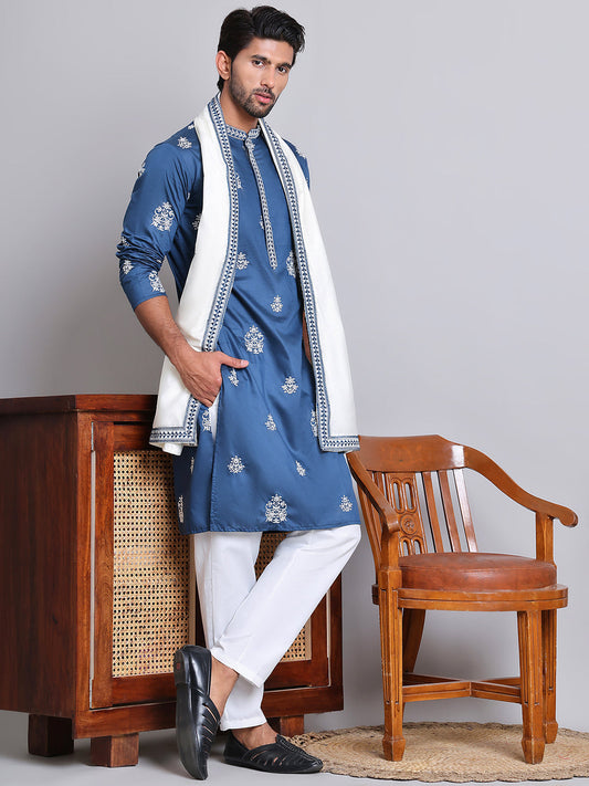 Black Embroidered Kurta with Dupatta Set ( KOD 5091 teal )