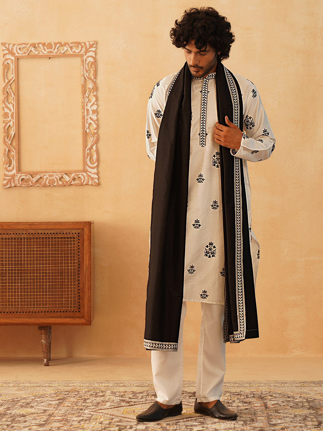 Jompers - Embroidered & Sequin Kurta With Dupatta ( KOD 5091 white )