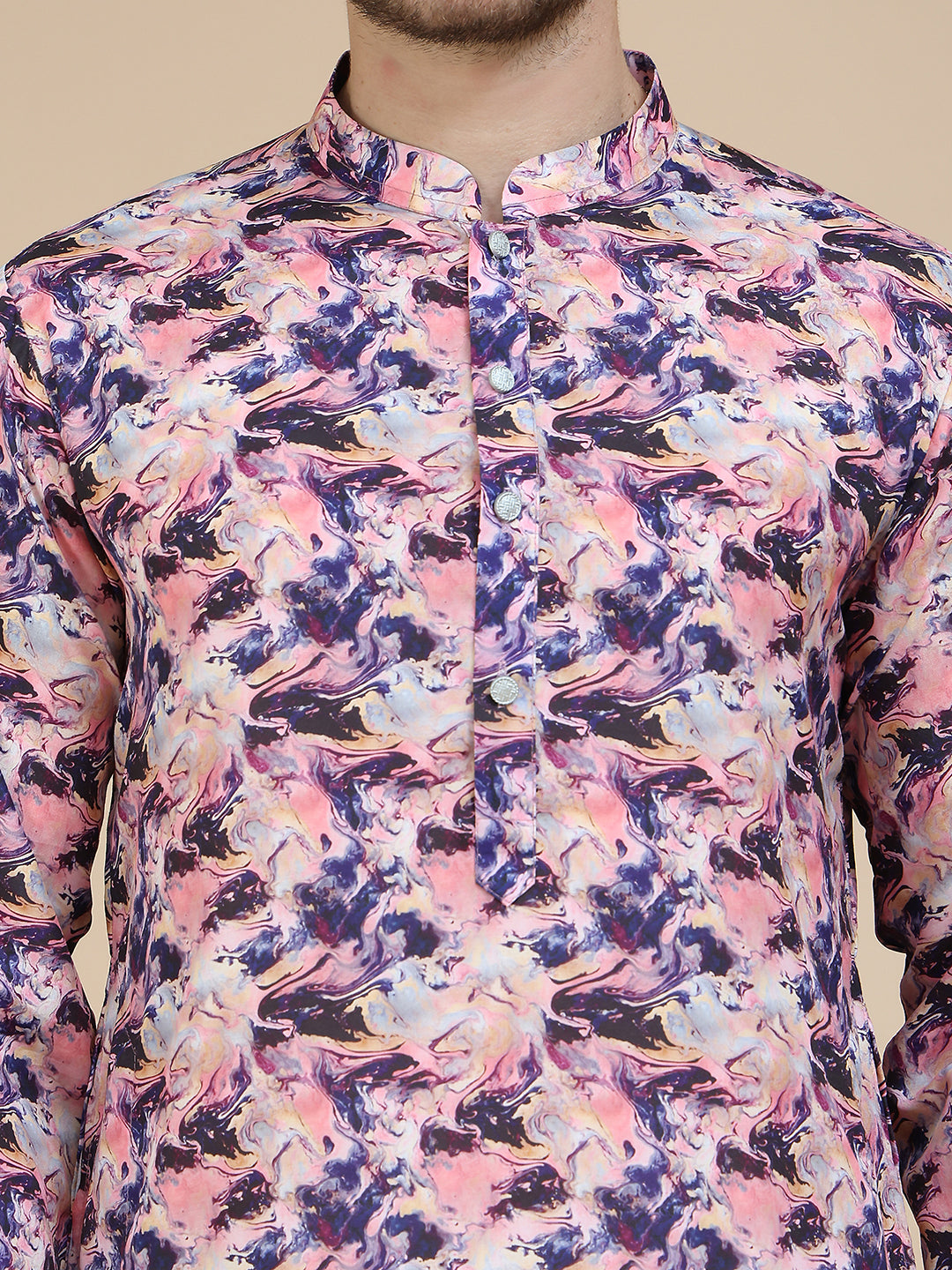 Abstract Printed Kurta Pyjama With Matching Dupatta