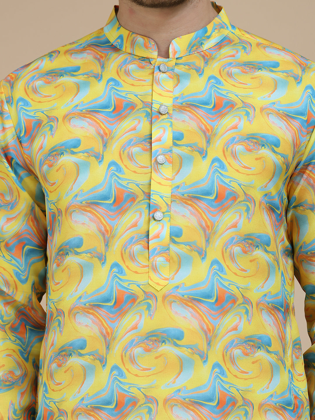 Abstract Printed Kurta Pyjama With Matching Dupatta