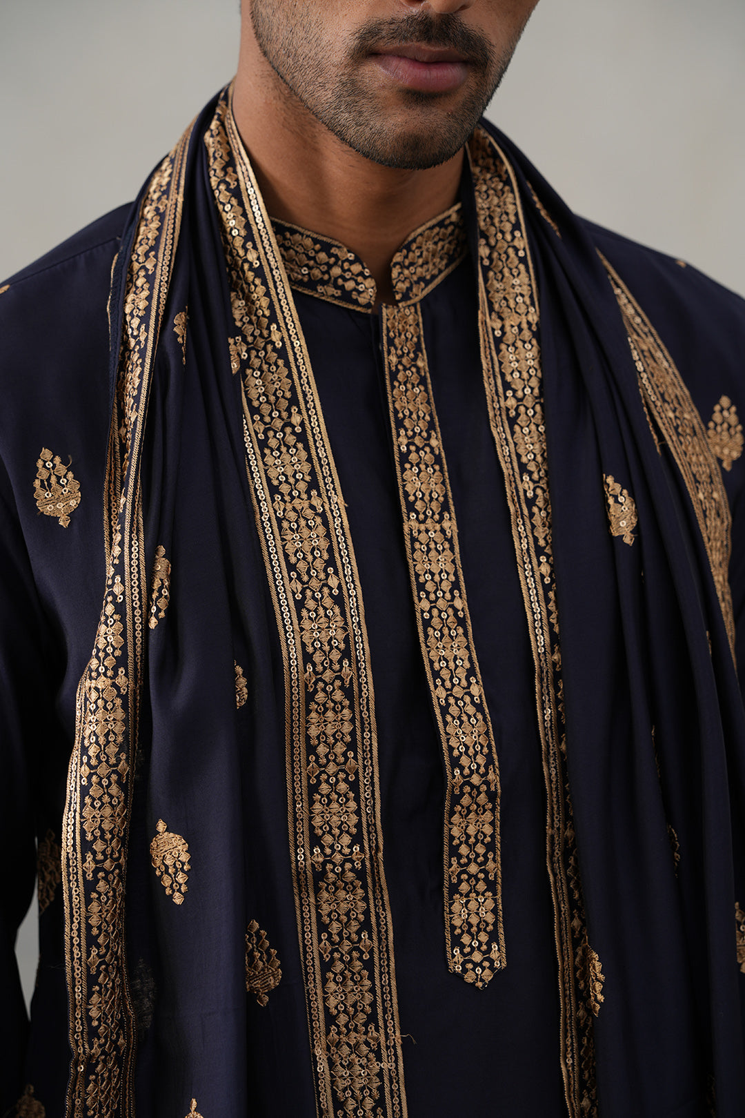 silk blend embroidered kurta pyjama set