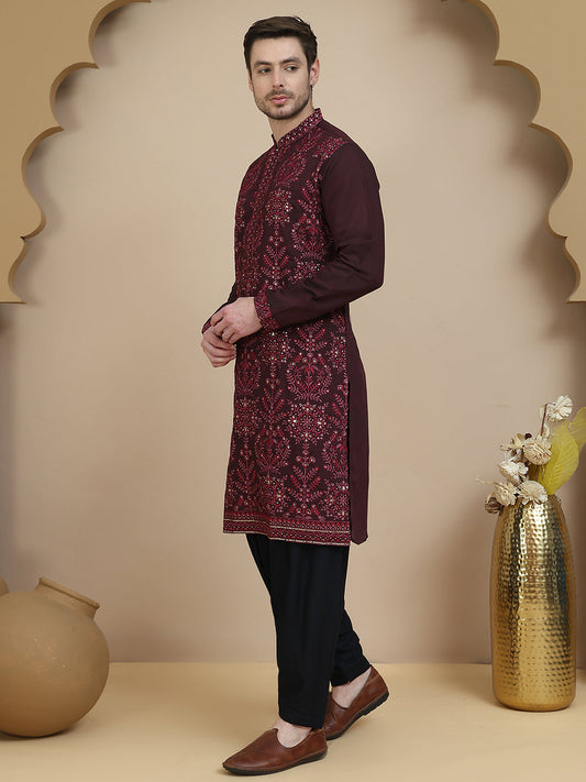 Embroidered Silk Blend Kurta with Salwar ( JOKP SP-B 5180 Purple )