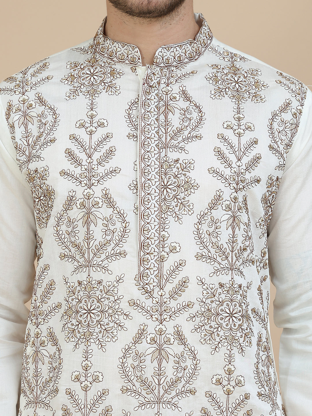 Embroidered Silk Blend Kurta With Salwar