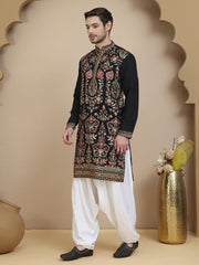 Floral Embroidered Straight Kurta With Salwar ( JOKP SP-W 5200 Black )