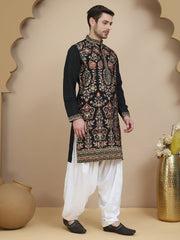 Floral Embroidered Straight Kurta With Salwar ( JOKP SP-W 5200 Black )