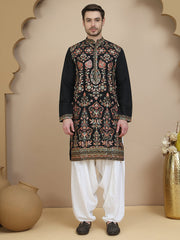 Floral Embroidered Straight Kurta With Salwar ( JOKP SP-W 5200 Black )