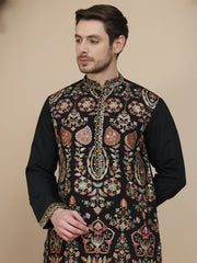 Floral Embroidered Straight Kurta With Salwar ( JOKP SP-W 5200 Black )