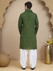 Embroidered Kurta Salwar and Dupatta Set for Men ( JOKP SP-W D 5088 Olive )