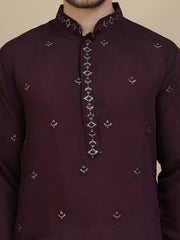Embroidered Kurta Salwar and Dupatta Set for Men ( JOKP SP-W D 5088 Purple )