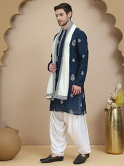Teal Embroidered Kurta Salwar & Dupatta Set, ( JOKP SP-W D 5091 Teal )