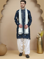 Teal Embroidered Kurta Salwar & Dupatta Set, ( JOKP SP-W D 5091 Teal )