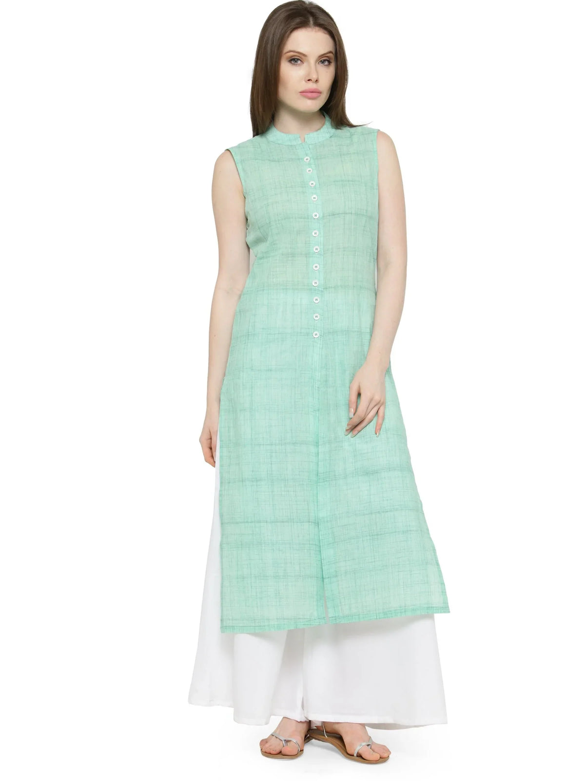 Women Green Solid Straight Kurta ( JOK 1032 Green )