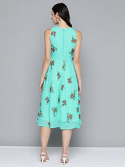 Floral Print Georgette A-Line Midi Dress