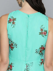 Floral Print Georgette A-Line Midi Dress