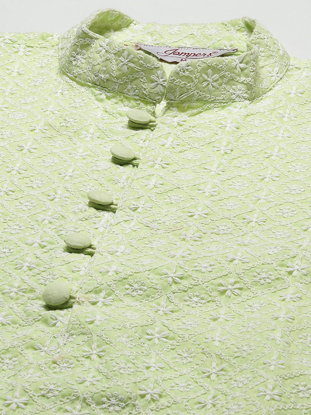 Jompers Mens Green Embroidered Kurta Payjama Sets