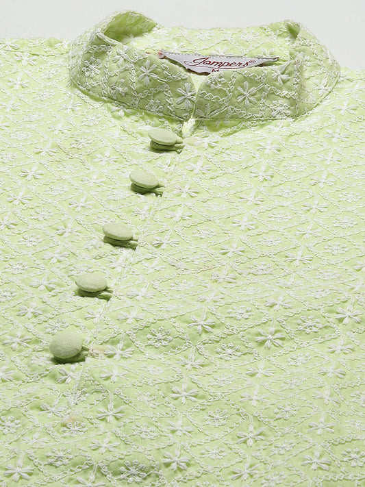 Men's Green Embroidered Kurta Payjama Sets ( JOKP 626Green )
