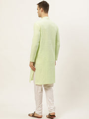 Men's Green Embroidered Kurta Payjama Sets ( JOKP 626Green )
