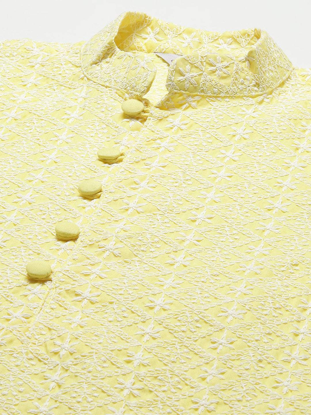 Jompers Mens Yellow Embroidered Kurta Payjama Sets