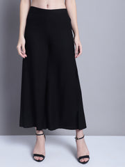 Women Black Straight Partially Elasticated Palazzo ( JOPL 2137Black )