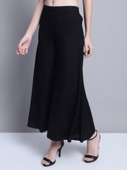 Women Black Straight Partially Elasticated Palazzo ( JOPL 2137Black )