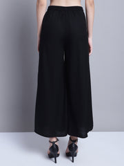 Women Black Straight Partially Elasticated Palazzo ( JOPL 2137Black )
