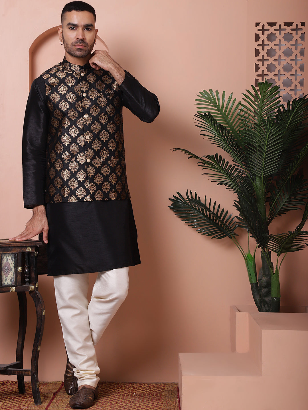 Floral Printed Nehru Jacket For Men