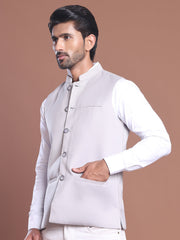 Solid Nehru Jacket For Men ( JOWC 4046 Grey )