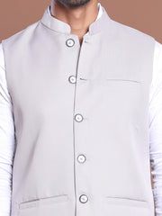 Solid Nehru Jacket For Men ( JOWC 4046 Grey )
