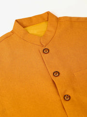 Men Mustard Solid Woven Sleeveless Nehru Jackets ( JOWC 4046 Mustard )