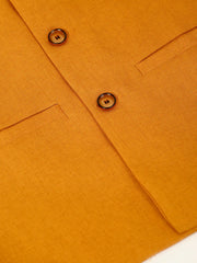 Men Mustard Solid Woven Sleeveless Nehru Jackets ( JOWC 4046 Mustard )