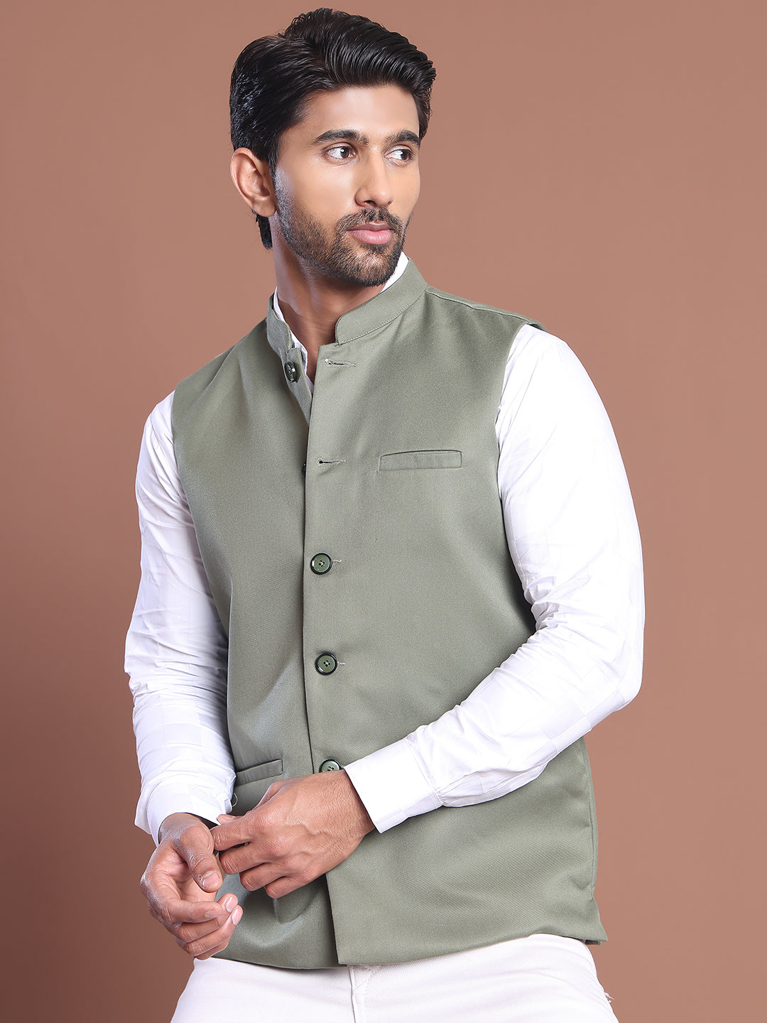 Solid Nehru Jacket For Men