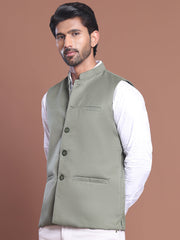 Solid Nehru Jacket For Men ( JOWC 4046 Pista )