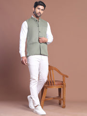 Solid Nehru Jacket For Men ( JOWC 4046 Pista )