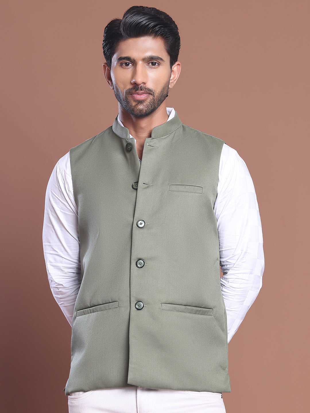 Solid Nehru Jacket For Men