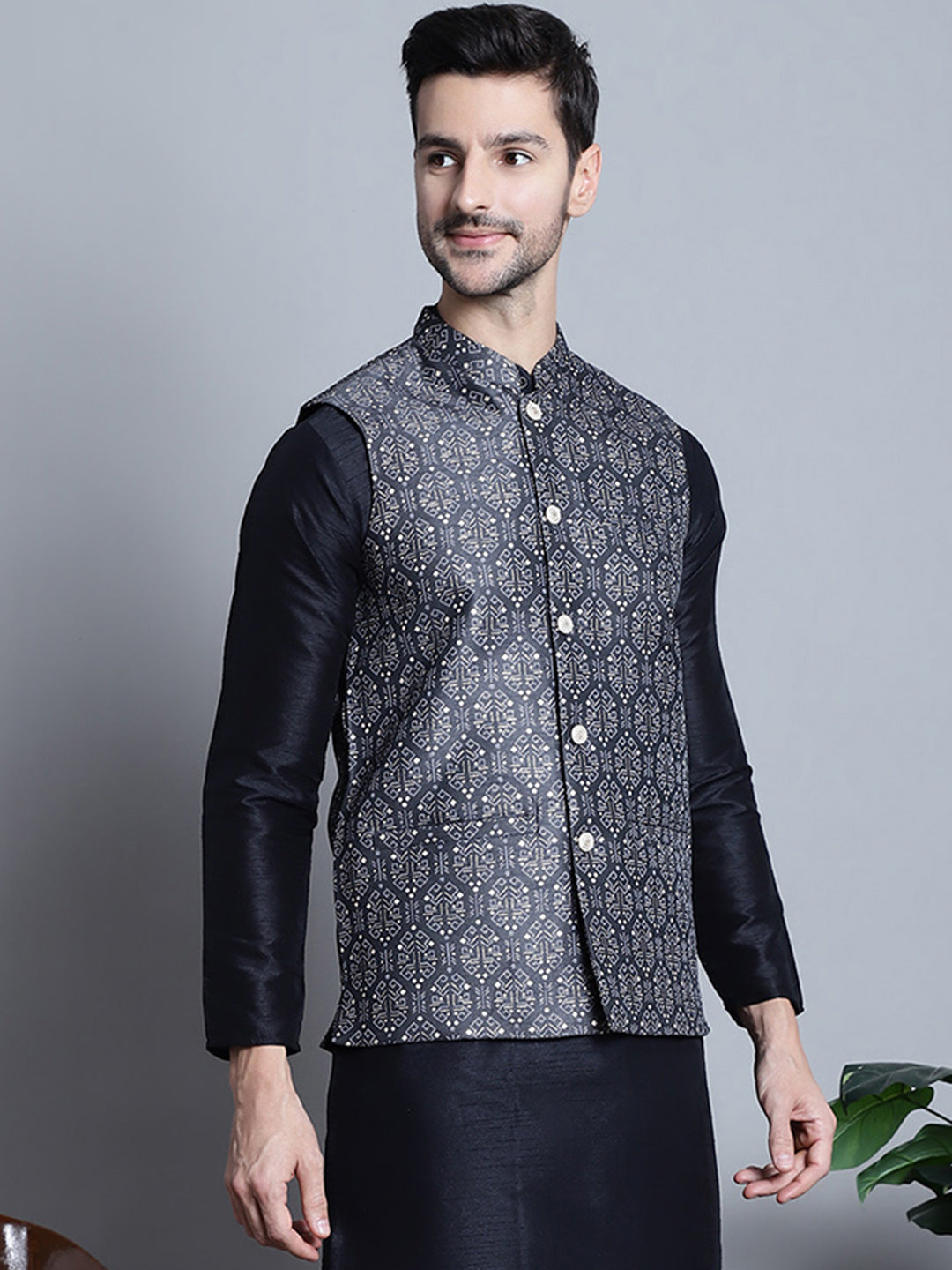 Mens Printed Nehru Jacket