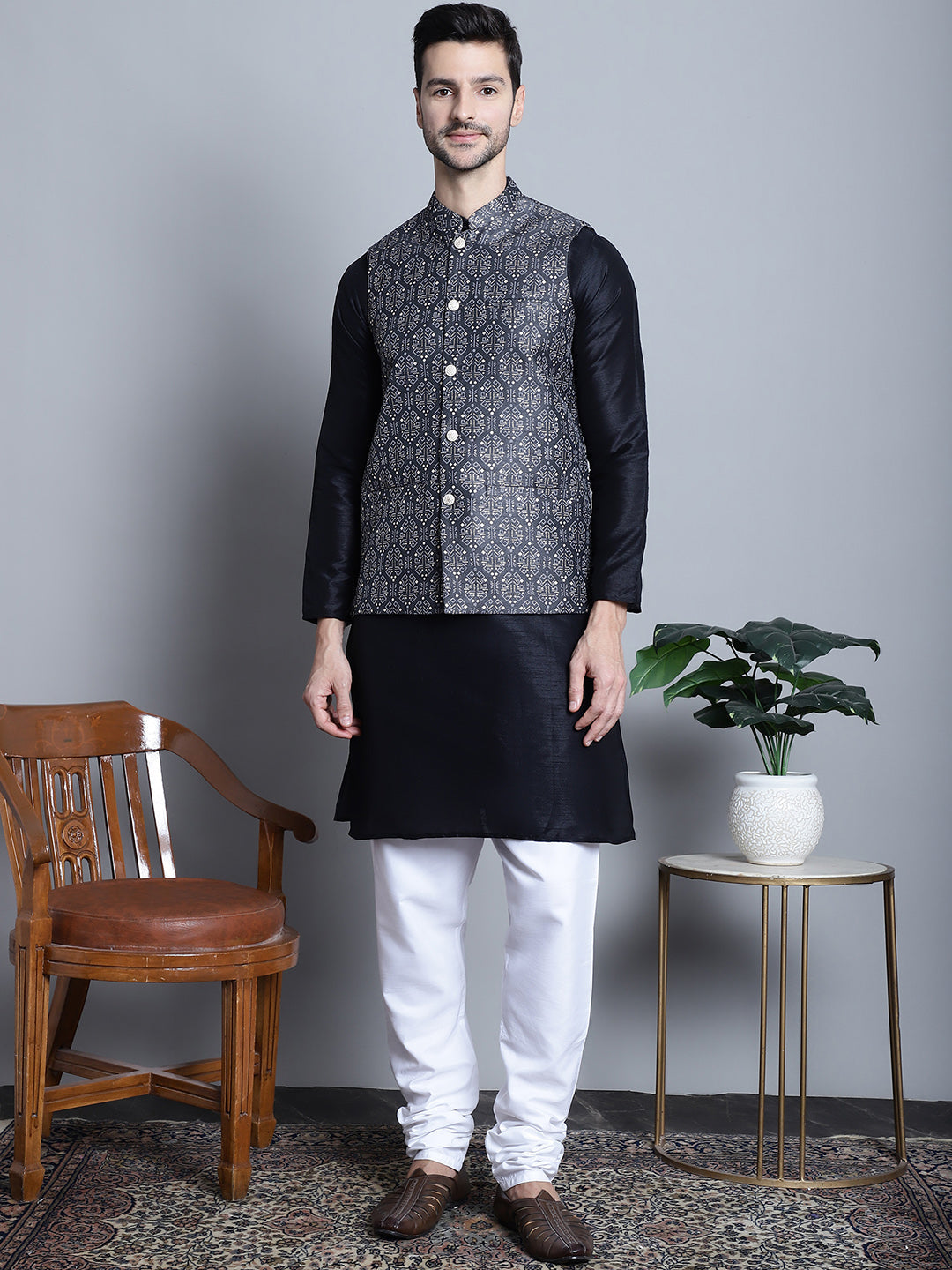 Mens Printed Nehru Jacket