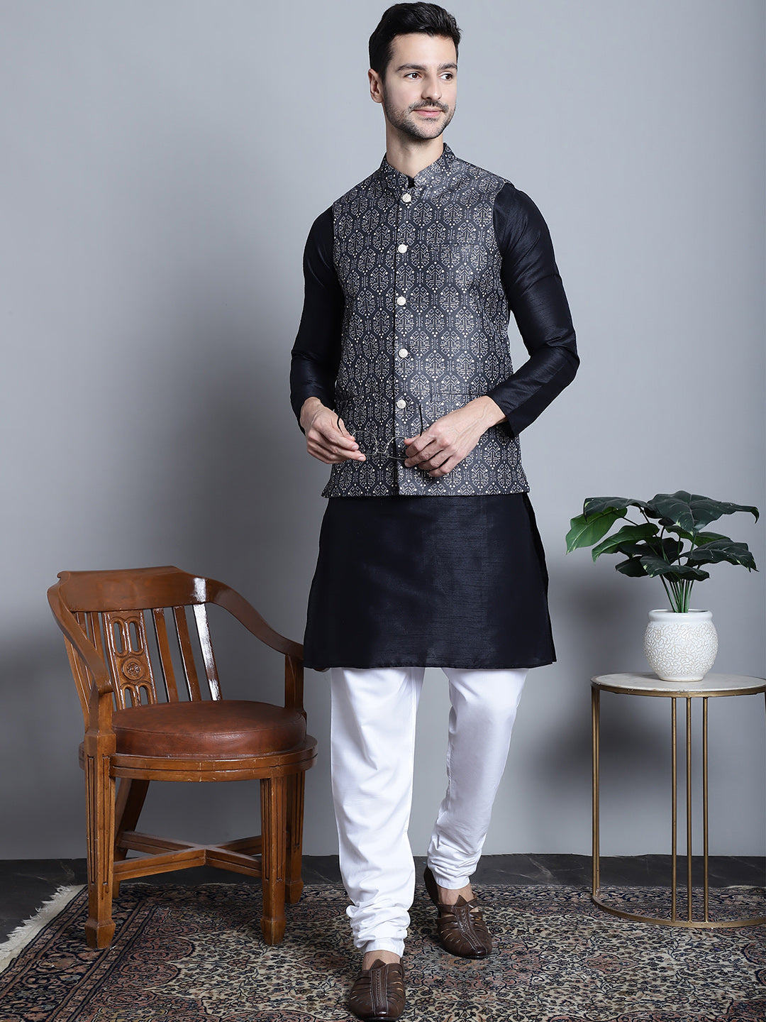 Mens Printed Nehru Jacket