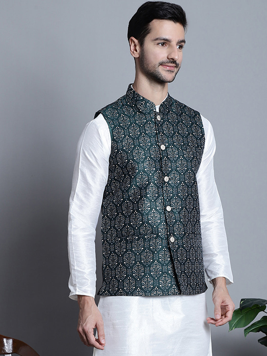 Mens Printed Nehru Jacket