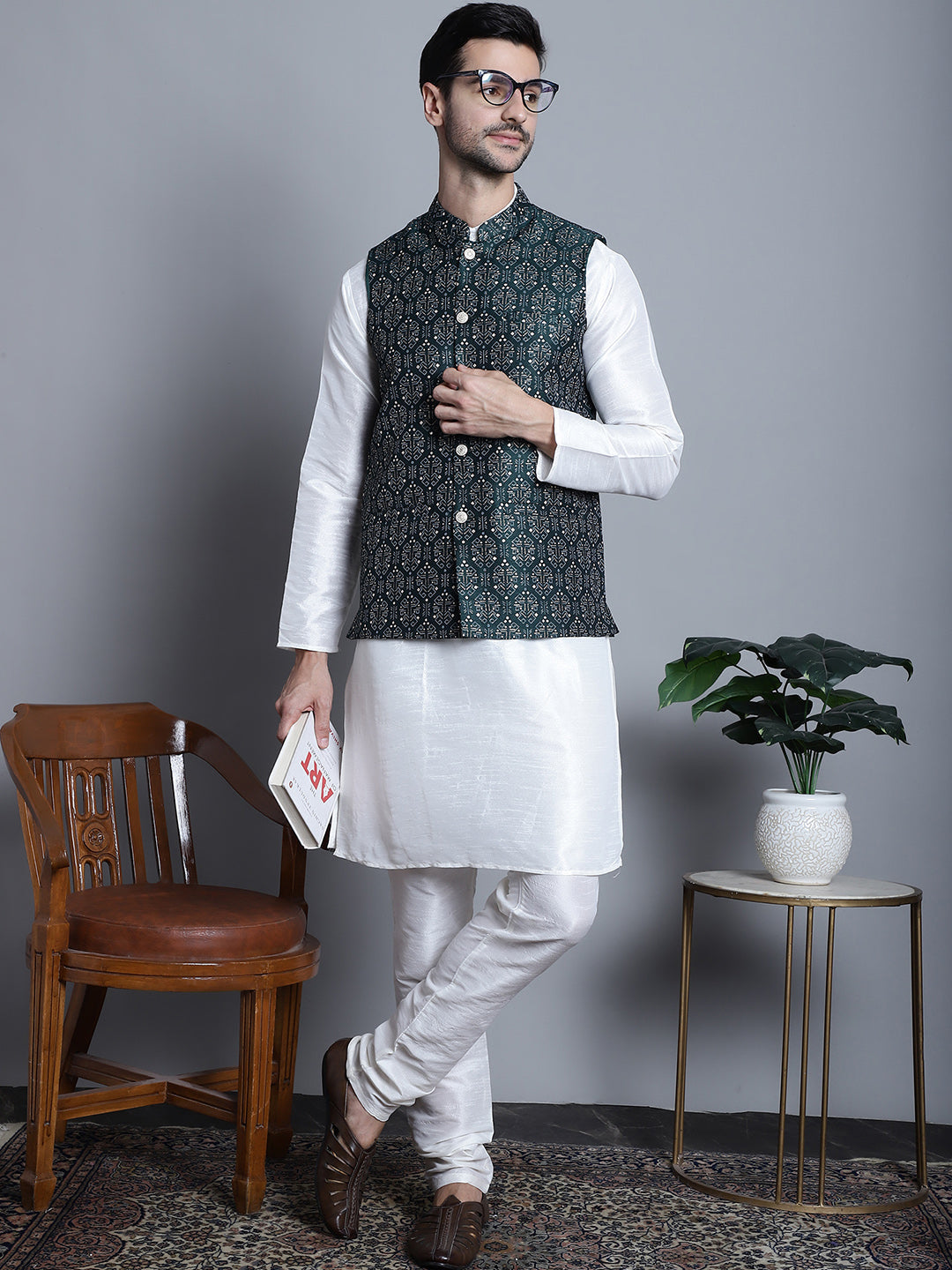 Mens Printed Nehru Jacket