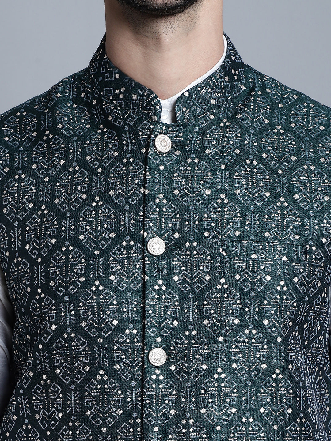 Mens Printed Nehru Jacket