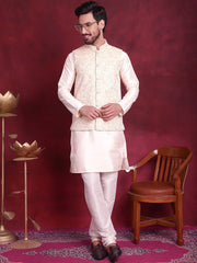 Woven Design Nehru Jacket ( JOWC 4087 Cream )