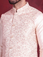 Woven Design Nehru Jacket ( JOWC 4087 Pink )