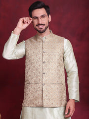 Woven Design Nehru Jacket ( JOWC 4089 Golden )