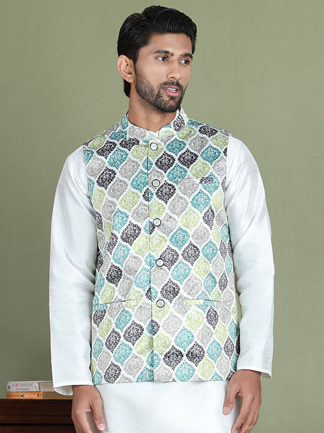 Floral Printed Nehru Jacketc