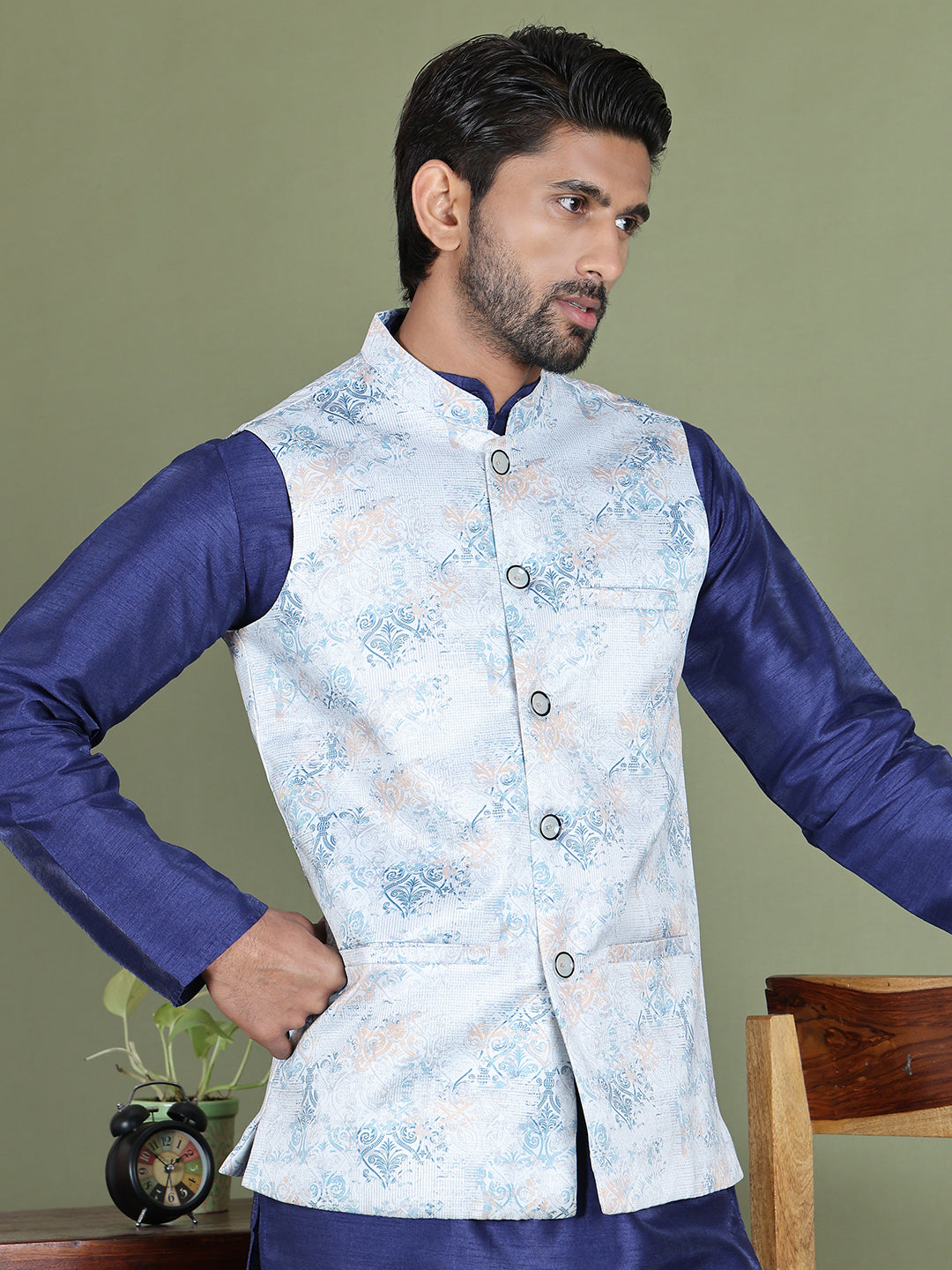 Floral Printed Nehru Jacketc