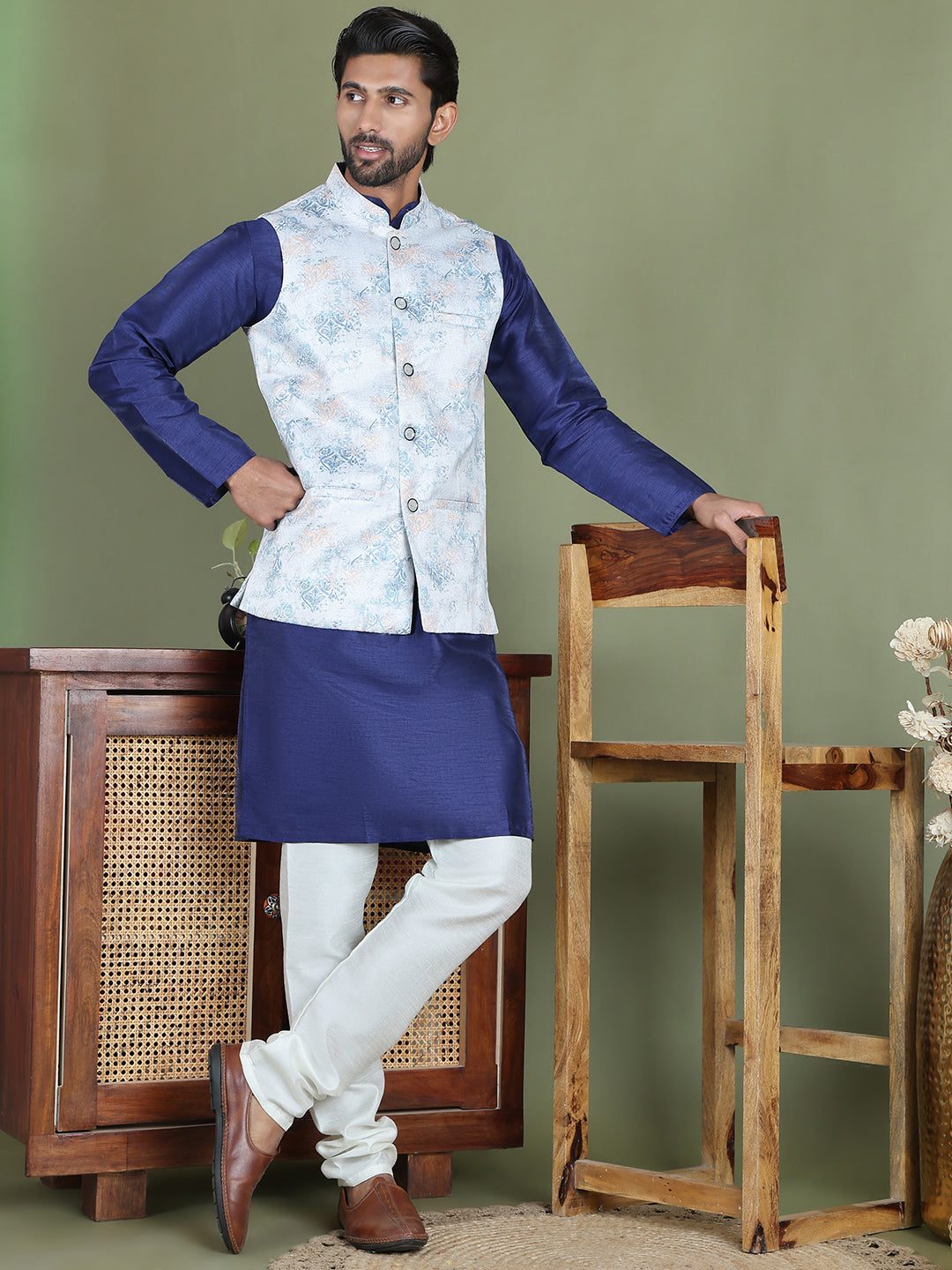 Floral Printed Nehru Jacketc