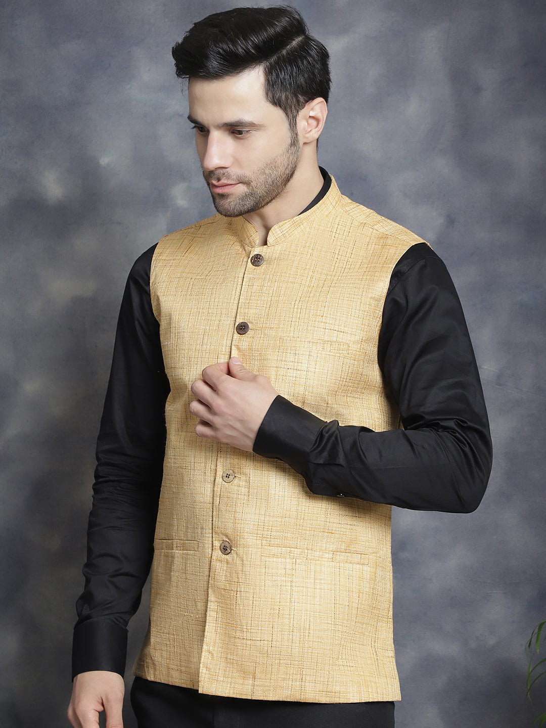 Mens Woven Design Nehru Jacket