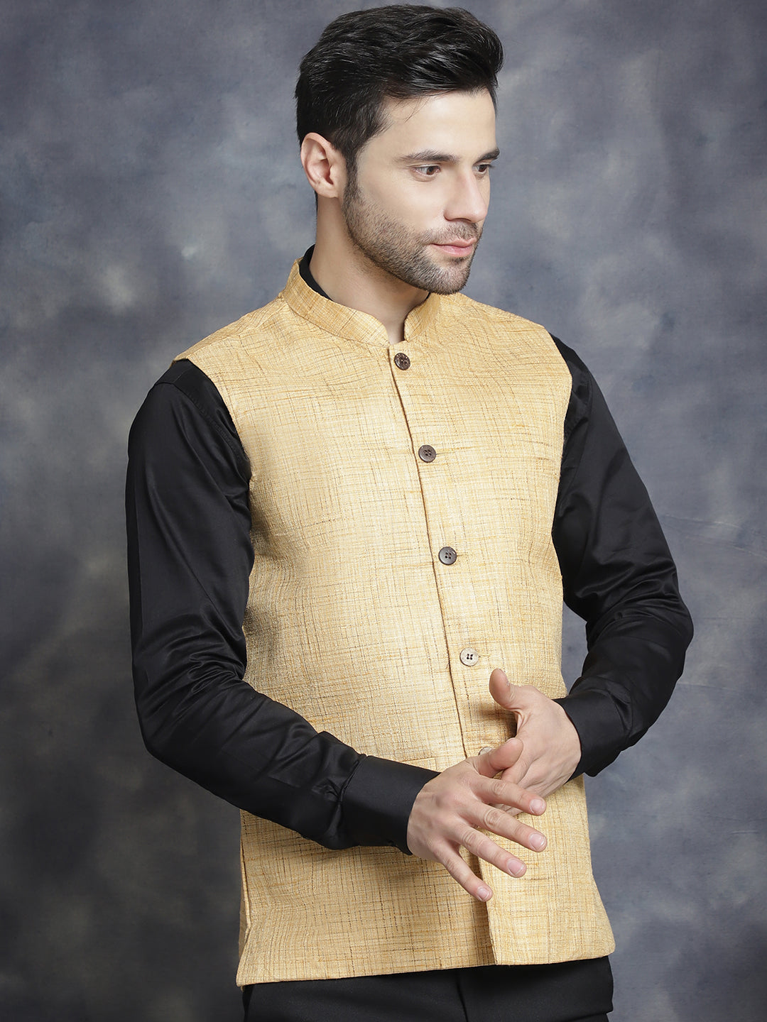 Mens Woven Design Nehru Jacket