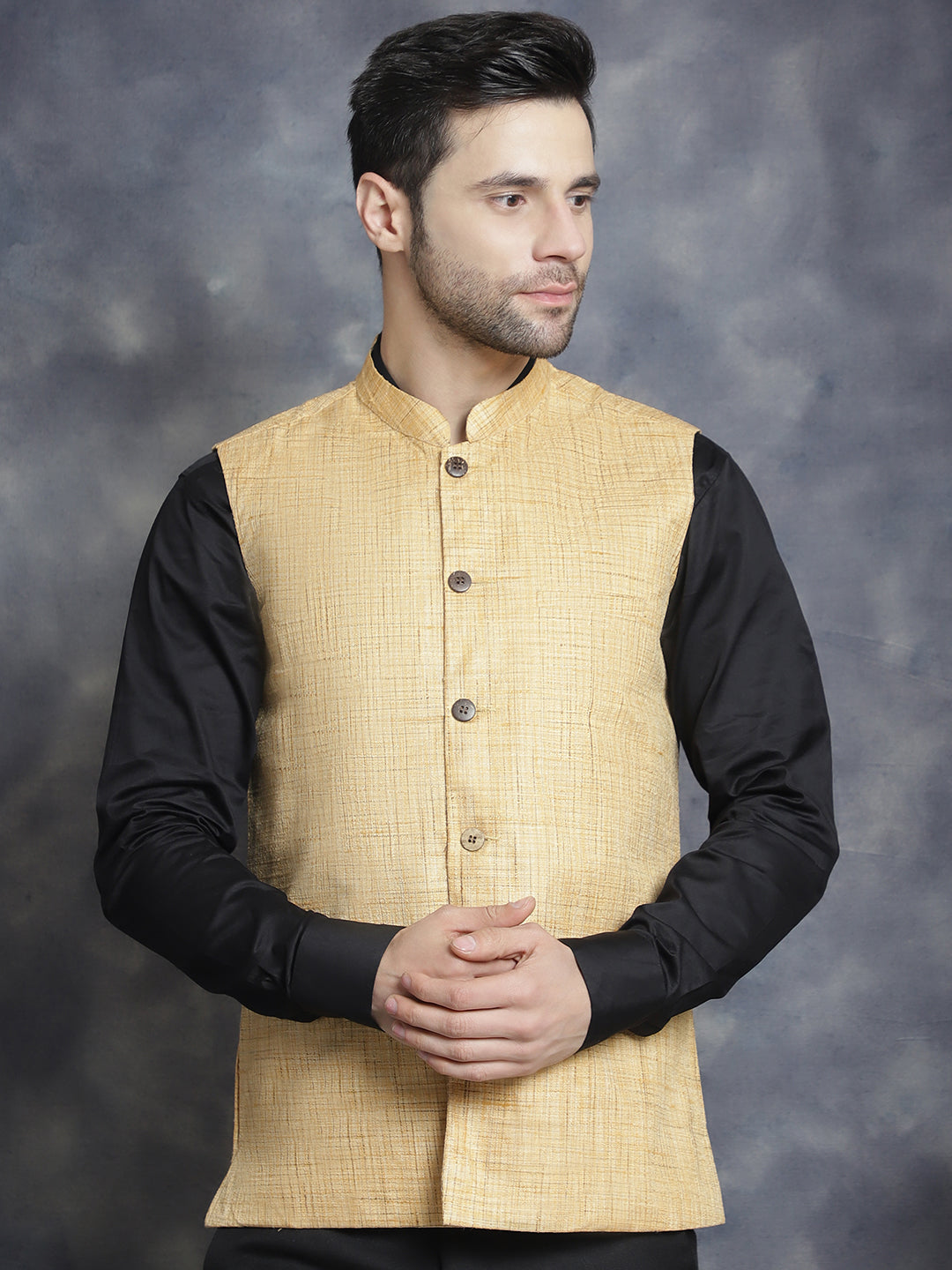 Mens Woven Design Nehru Jacket